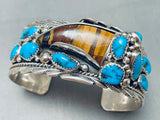 One Of The Most Unique Vintage Native American Navajo Turquoise Sterling Silver Bracelet-Nativo Arts