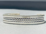 Fabulous Native American Navajo Sterling Silver Bracelet Signed R. Tahe-Nativo Arts