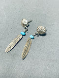 Native American Sweet Vintage Sleeping Beauty Turquoise Sterling Silver Earrings-Nativo Arts