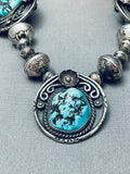 Cecil Sanders Vintage Native American Navajo Morenci Turquoise Sterling Silver Pendant-Nativo Arts