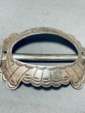 Unique Vintage Native American Navajo Handcarved Sterling Silver Hair Barrette-Nativo Arts