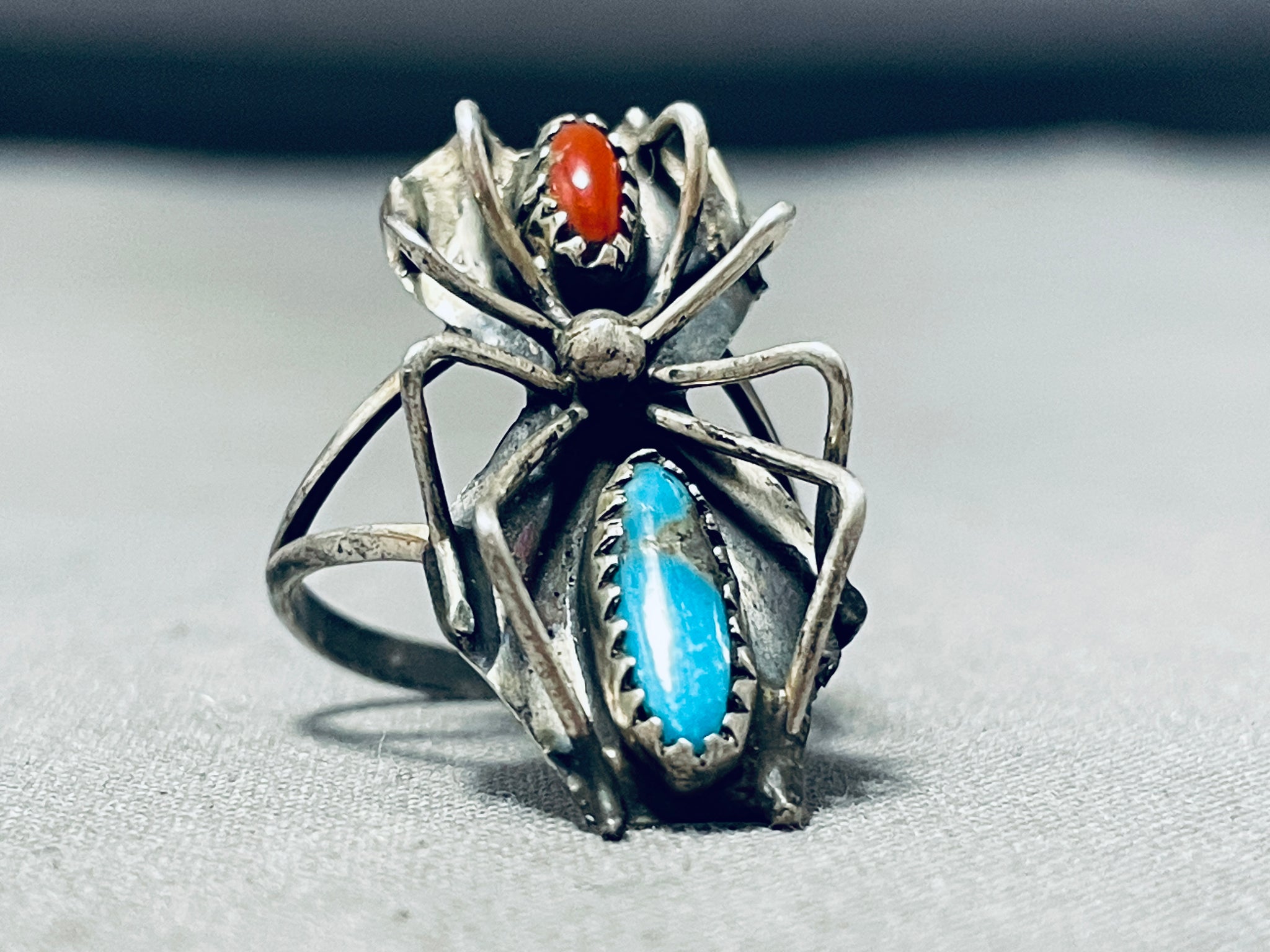 Product - 4004-(handmade-925-bali-silver-spider-poison-prayer-box-ring -with-turquoise)