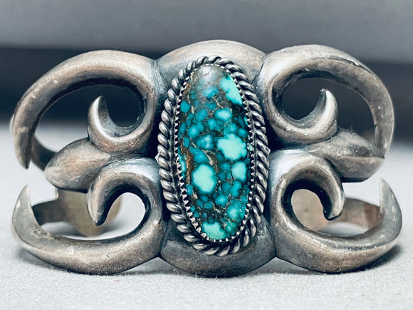 Best Vintage Native American Navajo Wil Begay Spiderweb Turquoise Sterling Silver Bracelet-Nativo Arts