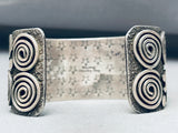 Al Sanchez Vintage Native American Navajo Turquoiuse Sterling Silver Petroglyph Bracelet-Nativo Arts