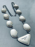 One Of The Best Vintage Native American Navajo Turquoise Inlay Sterling Silver Necklace-Nativo Arts