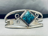 Classic Native American Navajo Spiderweb Turquoise Sterling Silver Bracelet-Nativo Arts