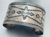 Early 1900's Huge Hand Tooled Vintage Native American Navajo Sterling Silver Bracelet-Nativo Arts