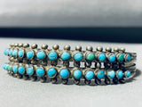 Eyes Of Turquoise Vintage Native American Zuni Sterling Silver Bracelet Old-Nativo Arts