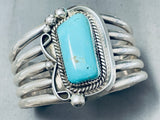 Leonard Nez Astonishing 105 Grams Blue Gem Turquoise Sterling Silver Bracelet-Nativo Arts