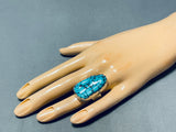 One Of The Biggest Best Vintage Native American Navajo Spiderweb Turquoise Sterling Silver Ring!-Nativo Arts