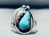 Gorgeous Vintage Native American Navajo Pilot Mountain Turquoise Sterling Silver Ring-Nativo Arts