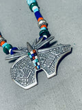 Extremely Detailed Santo Domingo Bear Turquoise Inlay Sterling Silver Necklace-Nativo Arts
