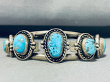 Impressive Vintage Native American Navajo Morenci Royston Turquoise Sterling Silver Bracelet-Nativo Arts
