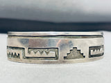 Amazing Vintage Native American Navajo Signed Sterling Silver Geometric Designs Bracelet-Nativo Arts