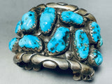 155 Grams!! Vintage Native American Navajo Turquoise Sterling Silver Bracelet Old-Nativo Arts
