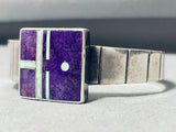 Ray Tracey Vintage Native American Navajo Sugulite Sterling Silver Inlay Bracelet-Nativo Arts