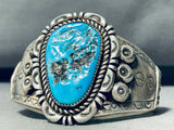 Leo Nez 71 Grams Vintage Native American Navajo Turquoise Sterling Silver Bracelet Cuff-Nativo Arts