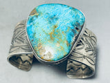 Unforgettable Vintage Native American Navajo Pilot Mountain Turquoise Sterling Silver Bracelet-Nativo Arts
