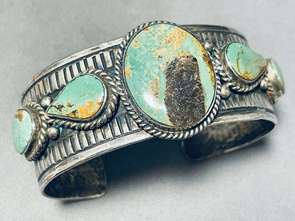 Benny Apachito Vintage Native American Navajo Green Turquoise Sterling Silver Bracelet-Nativo Arts