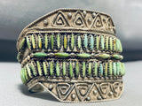 The Most Unique Ever Vintage Native American Navajo Green Turquoise Sterling Silver Bracelet-Nativo Arts