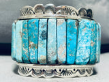 158 Grams Heavy Native American Navajo Turquoise Inlay Sterling Silver Bracelet-Nativo Arts
