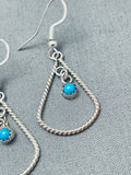 Hand Twisted Rope Vintage Native American Navajo Teardrop Turquoise Sterling Silver Earrings-Nativo Arts
