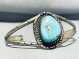 Unrivaled Vintage Native American Navajo Pilot Mountain Turquoise Sterling Silver Bracelet-Nativo Arts