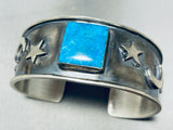 The Best Vintage Native American Navajo Stars & Moon Turquoise Sterling Silver Bracelet-Nativo Arts