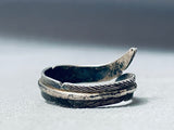 Danny Platrero Vintage Native American Navajo Sterling Silver Feather Ring-Nativo Arts