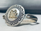 Taylor Signed Vintage Native American Navajo Medallion Sterling Silver Bracelet-Nativo Arts