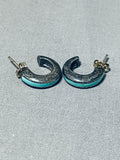 Sweet Vintage Native American Navajo Royston Turquoise Sterling Silver Earrings-Nativo Arts