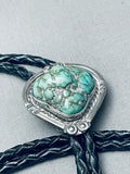 Sturdy Nugget Vintage Native American Navajo Royston Turquoise Sterling Silver Bolo Tie-Nativo Arts