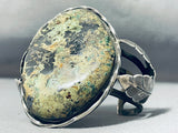 Early Vintage Native American Navajo Moss Green Turquoise Sterling Silver Bracelet-Nativo Arts