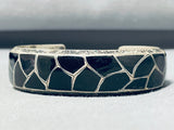 One Of The Best Vintage Native American Navajo Black Onyx Sterling Silver Bracelet-Nativo Arts