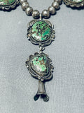 Particularly Rare Vintage Native American Navajo Damale Turquoise Sterling Silver Necklace-Nativo Arts