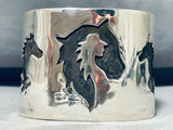 Cowgirl And Horse Native American Navajo Sterling Silver 137 Grams Bracelet!-Nativo Arts