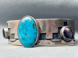 Pueblo Amethyst Vintage Native American Navajo Turquoise Sterling Silver Bracelet-Nativo Arts