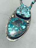 Woah! Vintage Native American Navajo Spiderweb Turquoise Sterling Silver Necklace Old-Nativo Arts