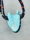 Eagle And Bear!! Vintage Native American Navajo Turquoise Sterling Silver Heishi Necklace-Nativo Arts