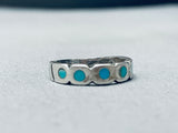 Unique Vintage Native American Navajo Turquoise Inlay Sterling Silver Ring Old-Nativo Arts