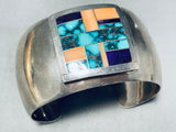 Important Ray Tracey Vintage Native American Navajo Inlay Turquoise Sterling Silver Bracelet-Nativo Arts