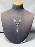 Outstanding Vintage Native American Navajo Morenci Turquoise Sterling Silver Necklace-Nativo Arts