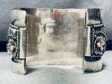 Colossal Vintage Native American Navajo Leaf Turquoise Sterling Silver Bracelet Cuff-Nativo Arts