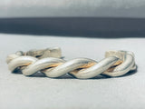 Heavy Twisted Rope Vintage Native American Navajo Sterling Silver Bracelet Cuff Old-Nativo Arts