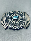 Magnificent Vintage Native American Navajo Spiderweb Turquoise Sterling Silver Huge Buckle-Nativo Arts