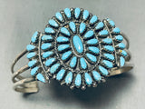 Majestic Native American Zuni Sleeping Beauty Turquoise Cluster Sterling Silver Bracelet-Nativo Arts