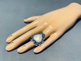 Jawdrop Fab Vintage Native American Navajo Mother Of Pearl Sterling Silver Heart Ring-Nativo Arts