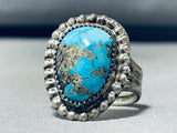 Majestic Vintage Native American Navajo Morenci Turquoise Sterling Silver Ring-Nativo Arts