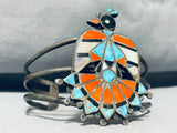 Very Old 1930's/40's Vintage Native American Zuni Turquoise Inlay Bird Sterling Silver Bracelet-Nativo Arts