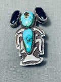 One Of The Coolest Vintage Native American Navajo Turquoise Sterling Silver Maiden Pins-Nativo Arts